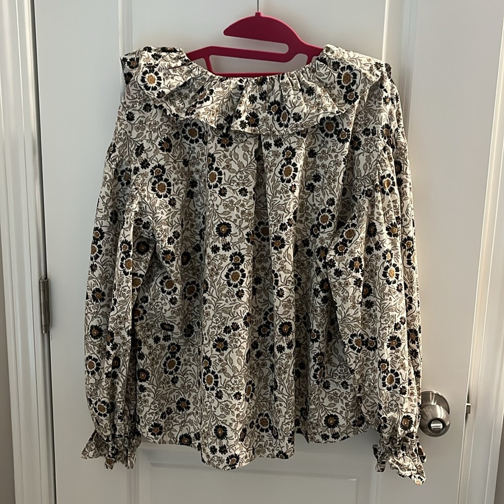Zara button down ruffled cotton shirt. - Picture 11 of 15